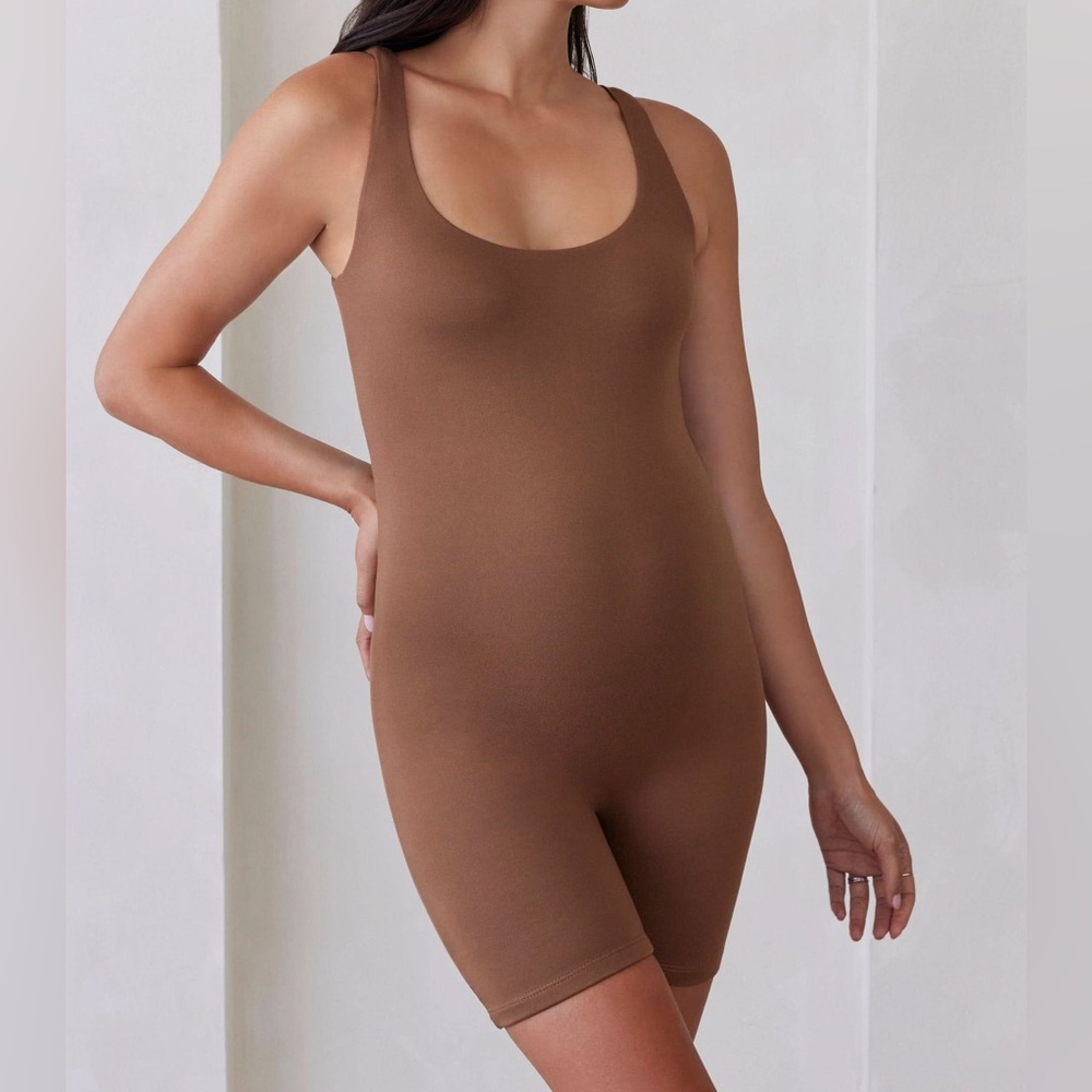 BumpSuit The Cindy Maternity Romper in Brown